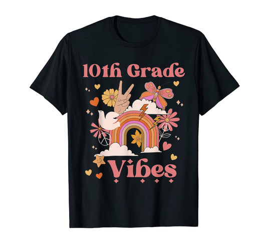 10Th Grade Vibes School Groovy Boho T-Shirt - Graphic Print Men Women - T-Shirt, Sweatshirt, Hoodie