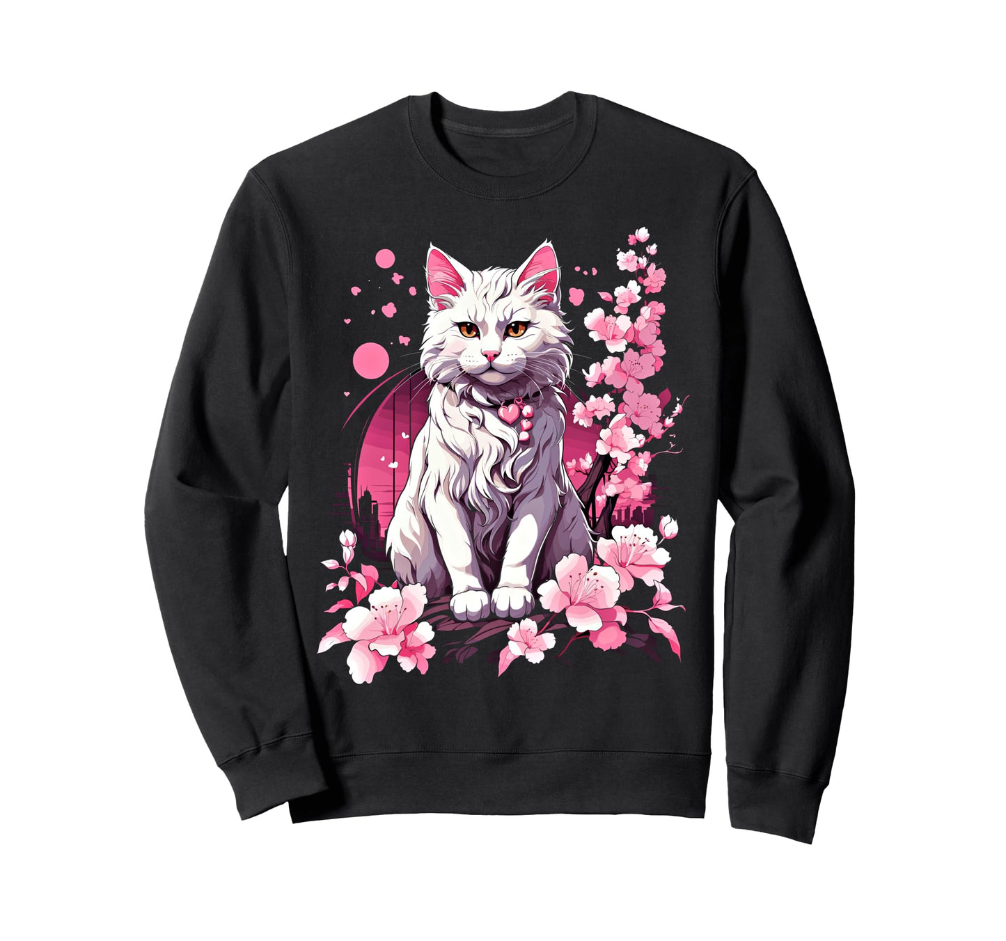 Anime Cat Japanese Vaporwave Sweatshirt - Minimalist Print Men Women - T-Shirt, Sweatshirt, Hoodie