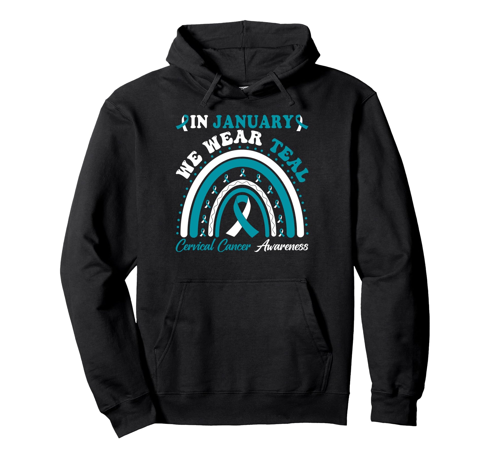 Groovy January We Wear Teal Cervical Hoodie - Graphic Print for Adults - T-Shirt, Sweatshirt, Hoodie