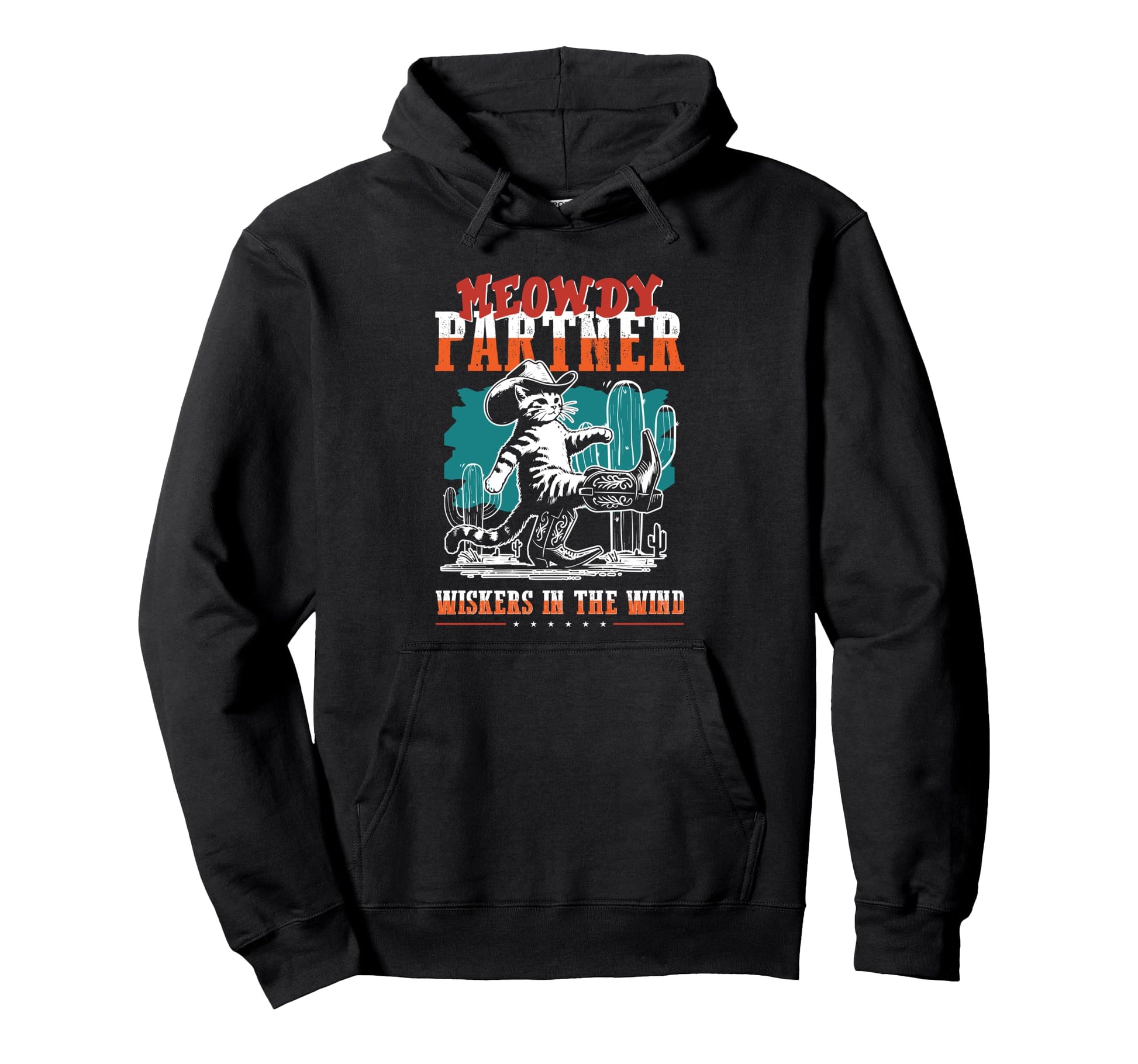 Meowdy Partner Cowboy Cat Howdy Country Hoodie - Custom Art Print Unisex - T-Shirt, Sweatshirt, Hoodie