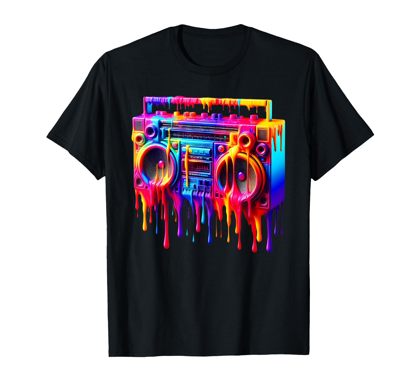 Dripping Paint Boombox Old School 80S T-Shirt - Unique Graphic Unisex - T-Shirt, Sweatshirt, Hoodie