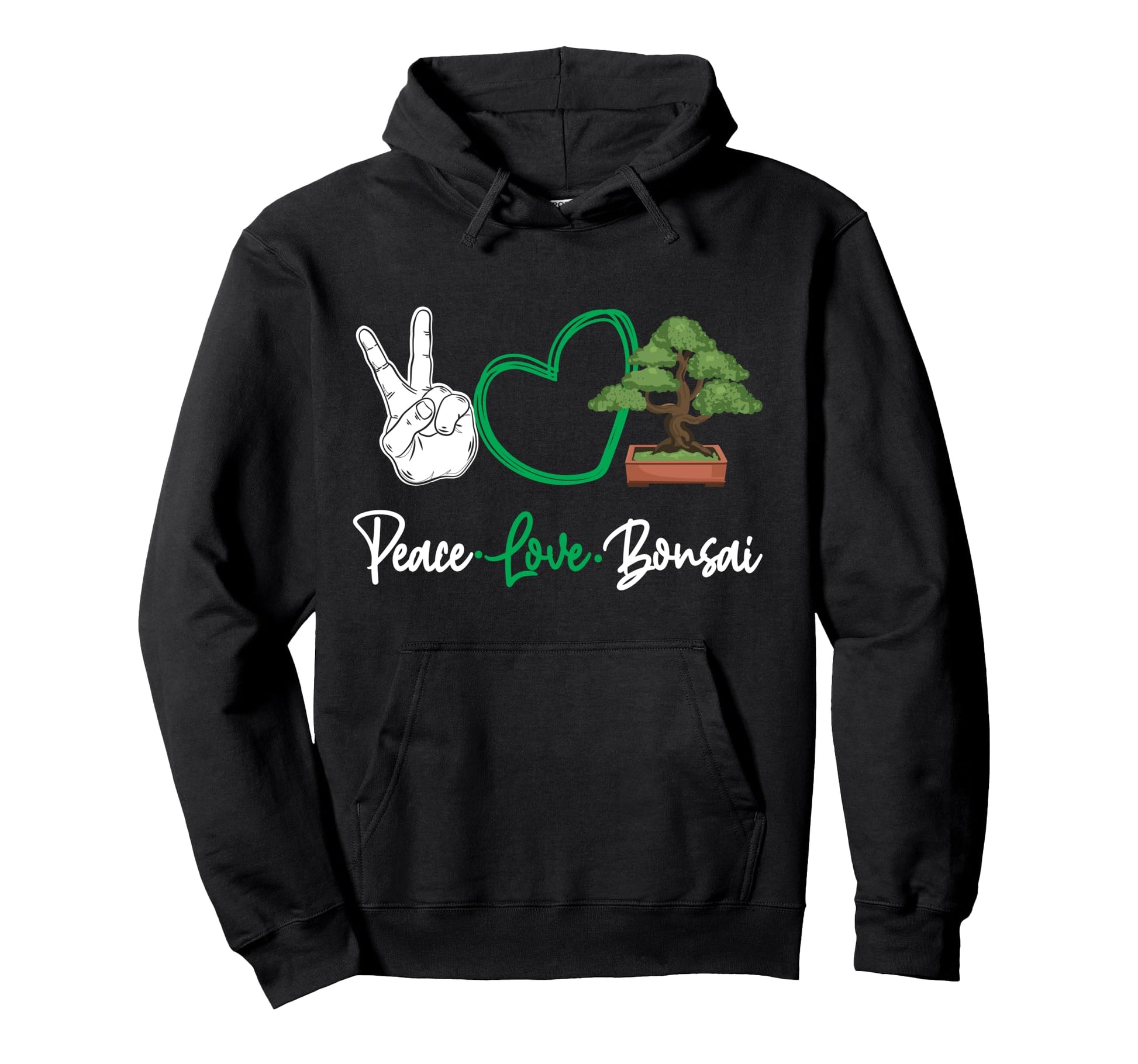 Bonsai Tree Peace Love Bonsai Hoodie - Custom Art Print for Adults - T-Shirt, Sweatshirt, Hoodie