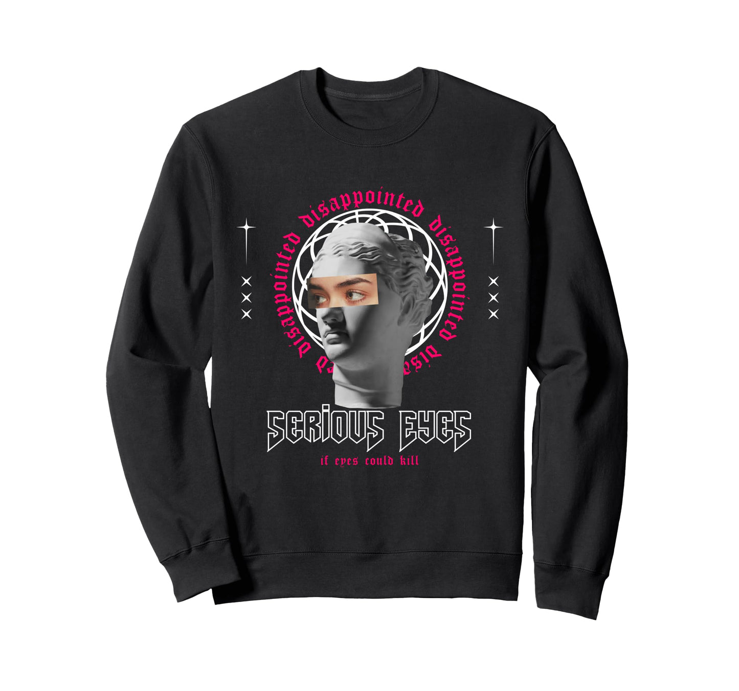 Serious Eyes Greek Statue Sweatshirt - Novelty Apparel for Adults - T-Shirt, Sweatshirt, Hoodie