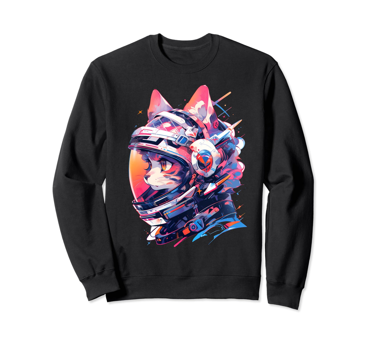 80S 90S Aesthetic Vaporwave Space Cat Sweatshirt - Trendy Graphic Unisex - T-Shirt, Sweatshirt, Hoodie