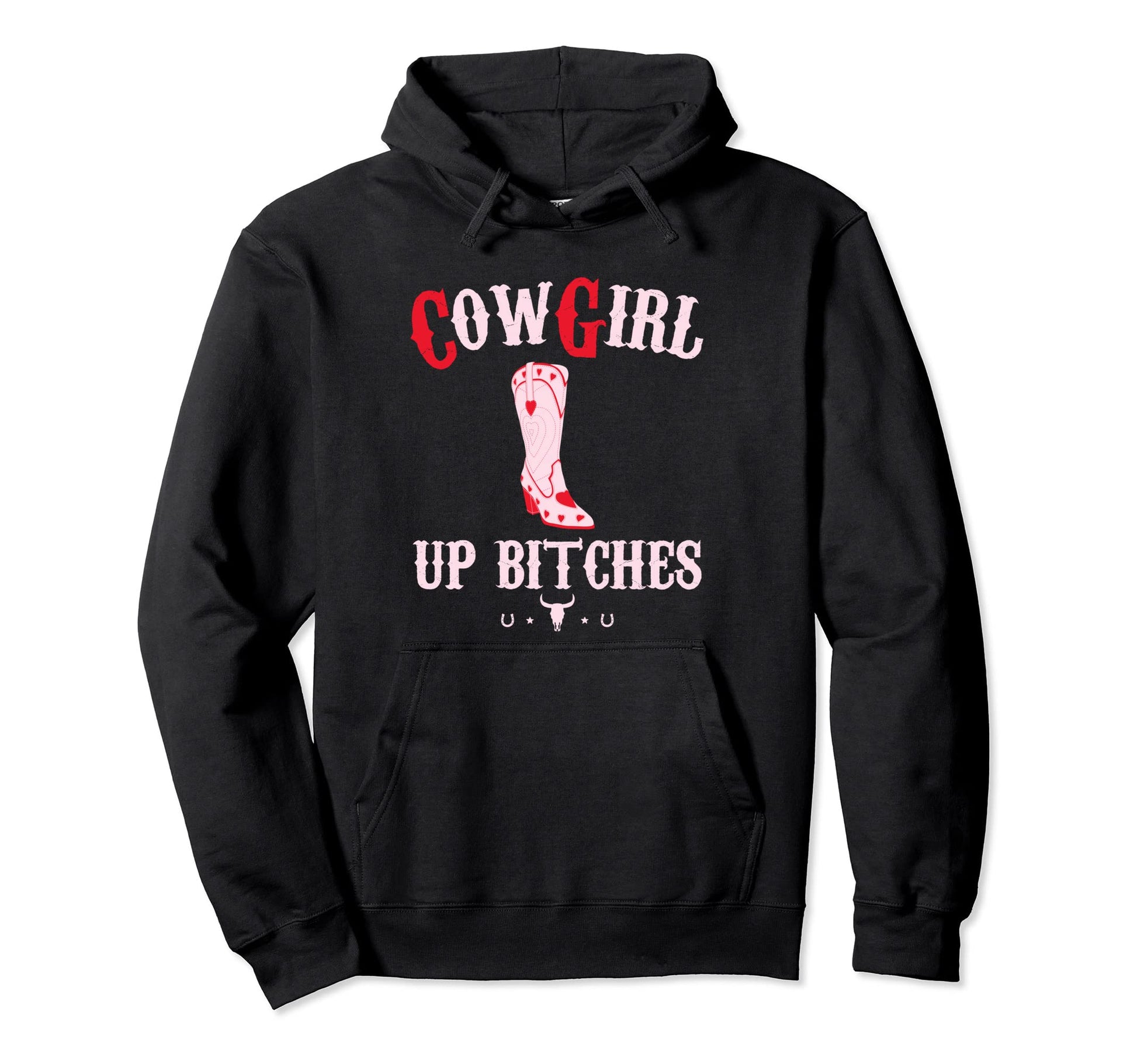 Western Cowgirl Yeehaw Hippie Boho Cow Hoodie - Fun Novelty Design Unisex - T-Shirt, Sweatshirt, Hoodie