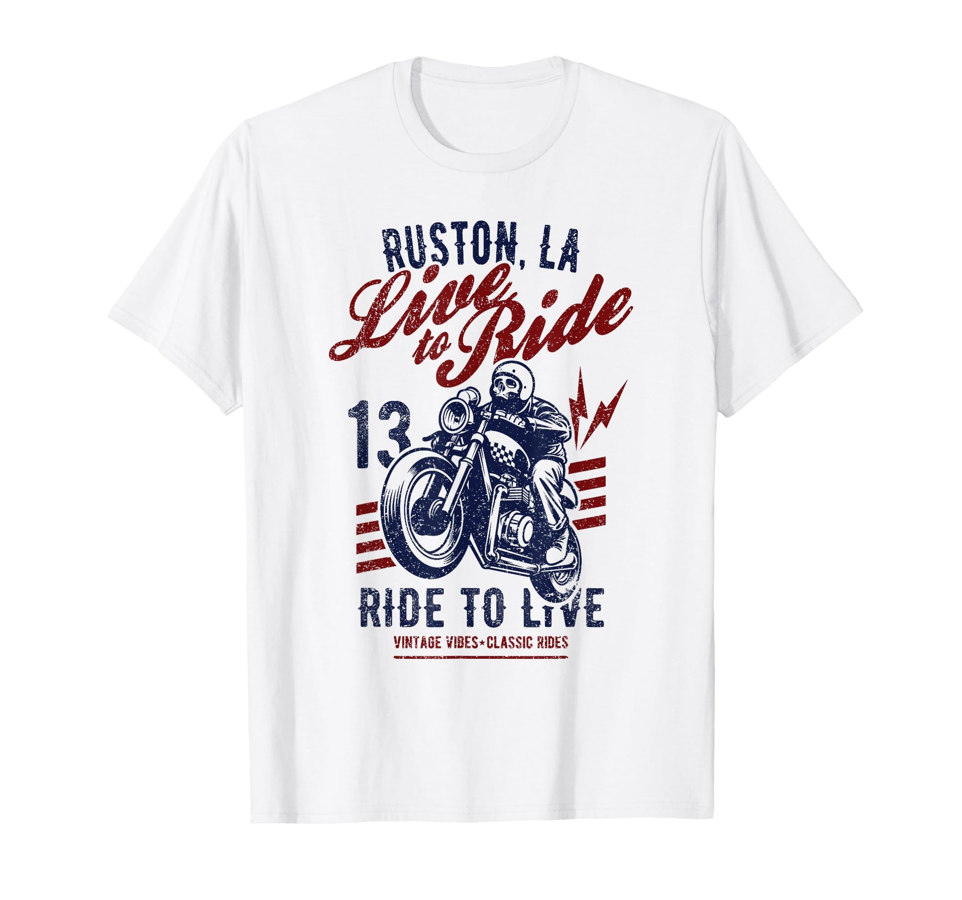 Ruston Louisiana Motorcycle Skull Rider T-Shirt - Trendy Graphic Unisex - T-Shirt, Sweatshirt, Hoodie