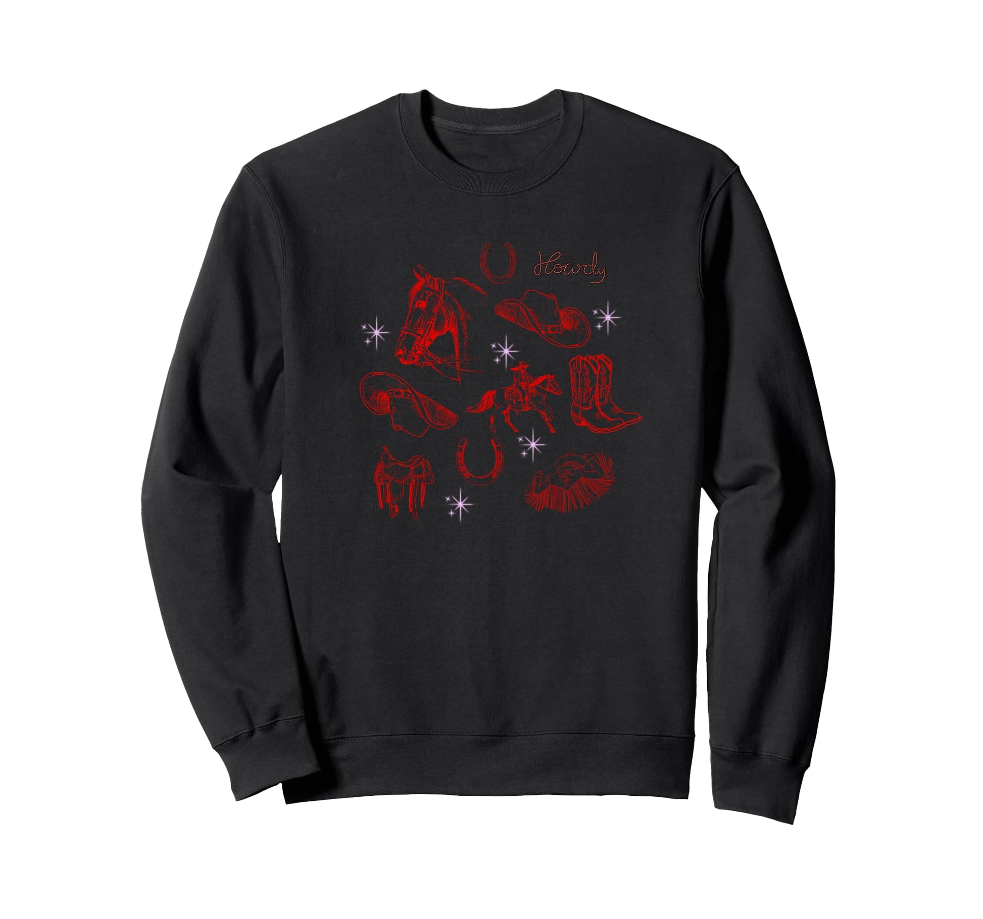 Red Western Cowboy Collage Old Sweatshirt - Novelty Apparel for Adults - T-Shirt, Sweatshirt, Hoodie