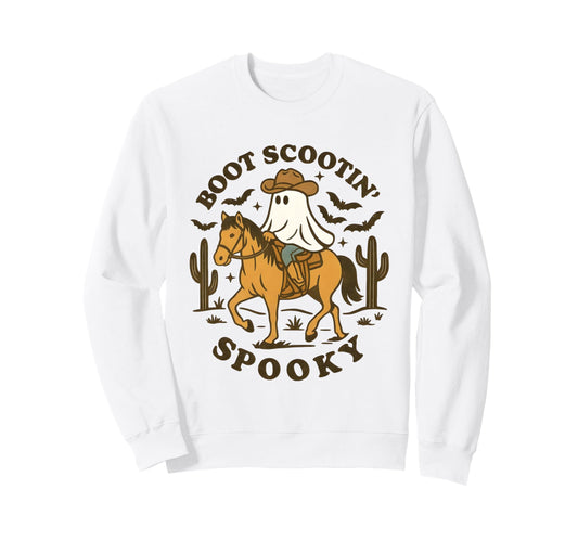 Boot Scootin Spooky Western Sweatshirt - Minimalist Print Men Women - T-Shirt, Sweatshirt, Hoodie