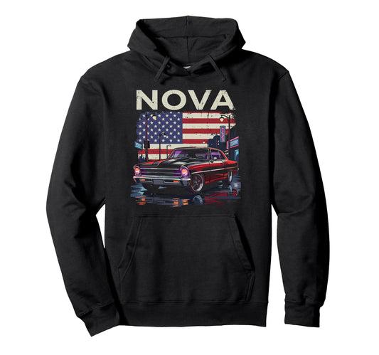 1966 1967 Nova Ss Usa Flag City Hoodie - Casual Everyday Wear Men Women - T-Shirt, Sweatshirt, Hoodie