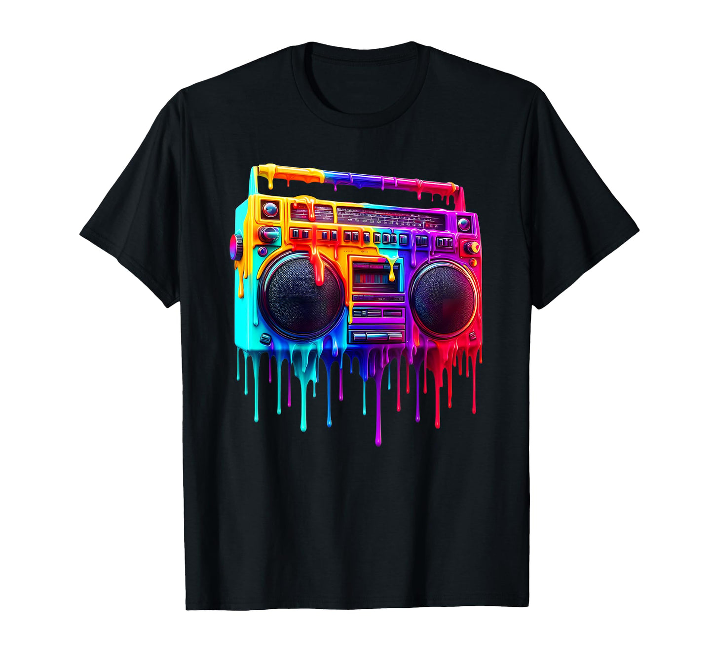 Dripping Paint Boombox Old T-Shirt - Casual Everyday Wear for Adults - T-Shirt, Sweatshirt, Hoodie