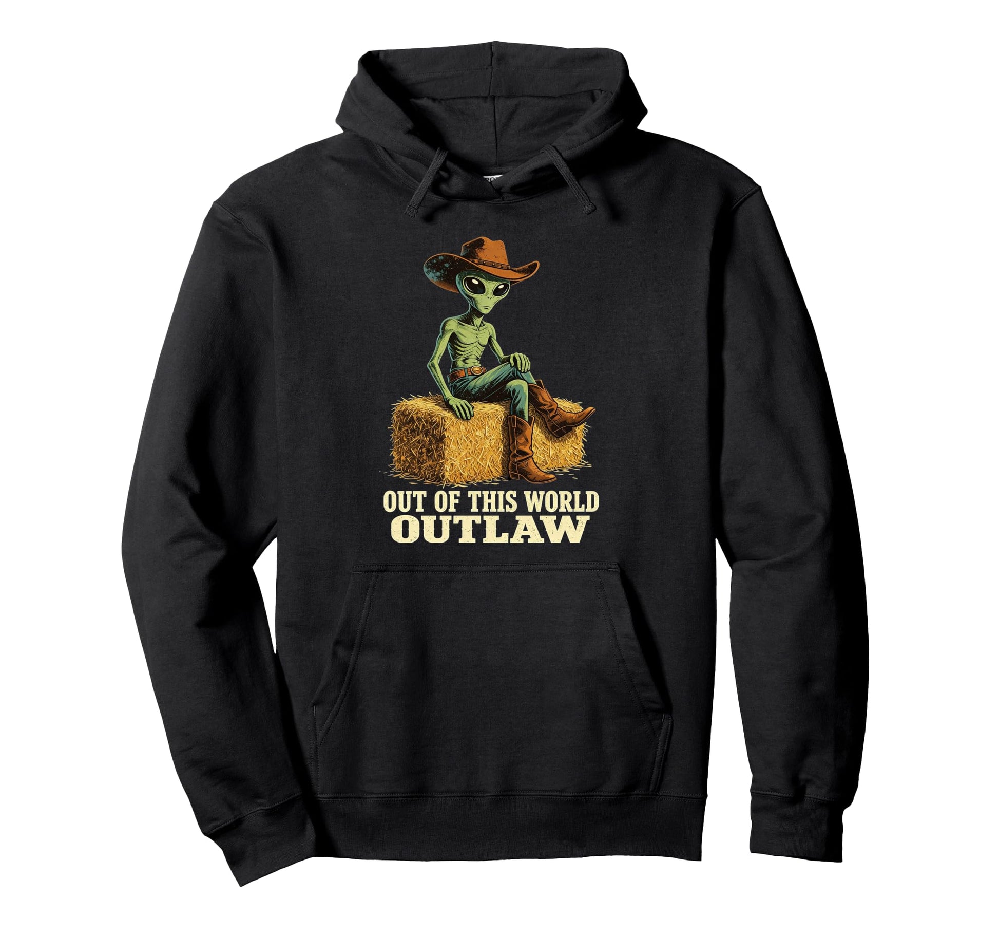 Alien Cowboy Out This World Outlaw Space Hoodie - Graphic Print for Adults - T-Shirt, Sweatshirt, Hoodie