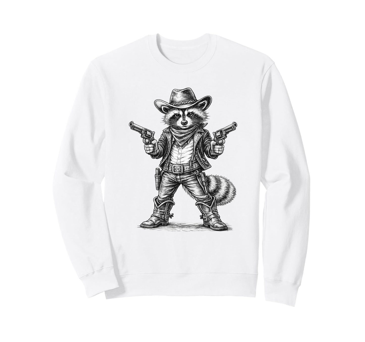 Raccoon Cowboy Trash Panda Sweatshirt - Novelty Apparel Unisex - T-Shirt, Sweatshirt, Hoodie