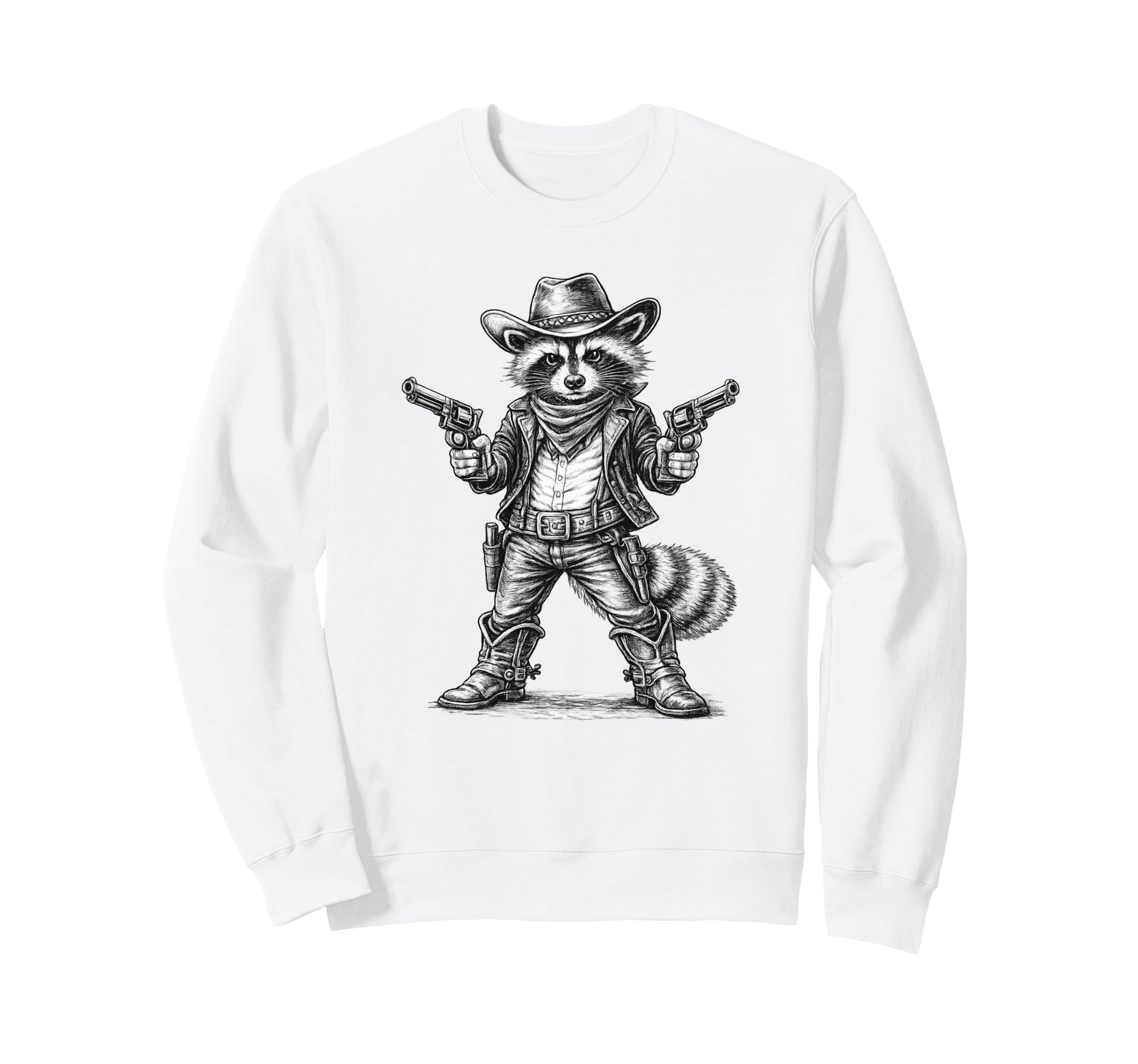 Raccoon Cowboy Trash Panda Sweatshirt - Novelty Apparel Unisex - T-Shirt, Sweatshirt, Hoodie