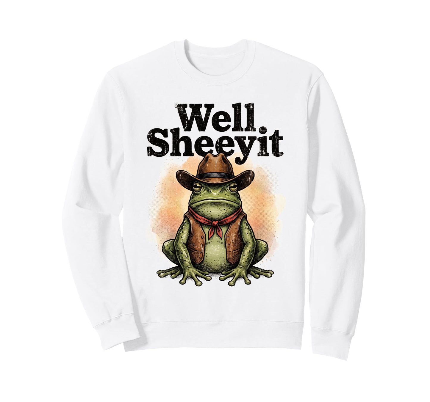 Well Sheeyit Cowboy Frog Sweatshirt - Minimalist Print for Adults - T-Shirt, Sweatshirt, Hoodie
