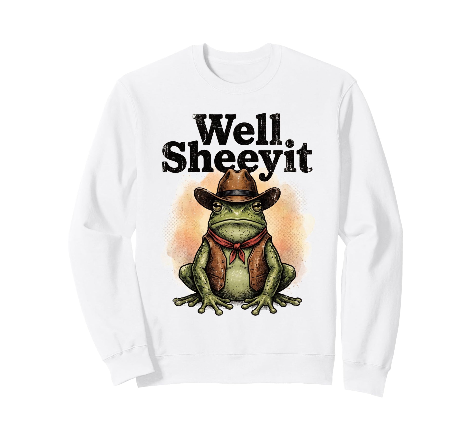 Well Sheeyit Cowboy Frog Sweatshirt - Minimalist Print for Adults - T-Shirt, Sweatshirt, Hoodie