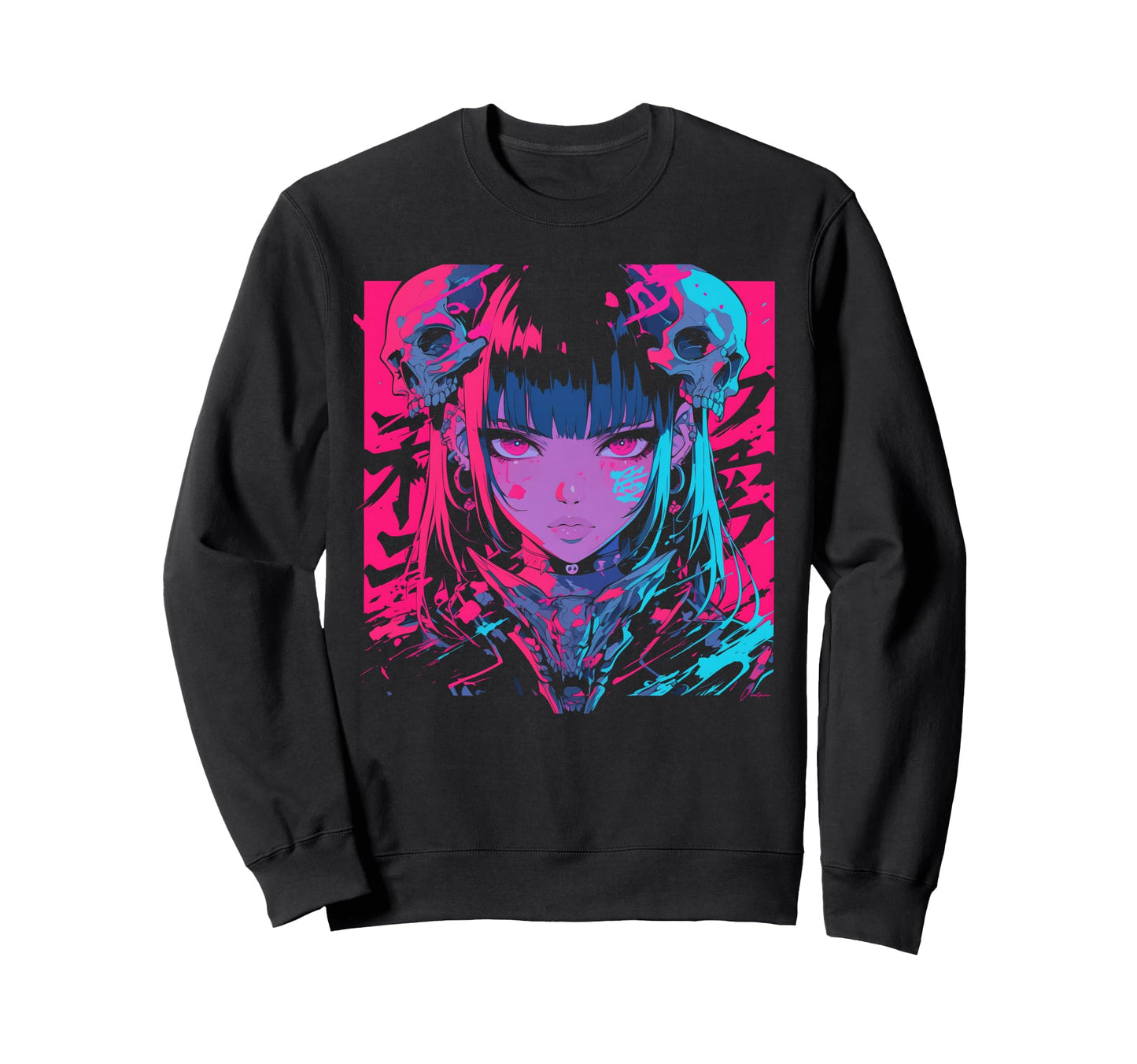 Goth Grunge Demon Anime Waifu Sweatshirt - Aesthetic Graphic Men Women - T-Shirt, Sweatshirt, Hoodie
