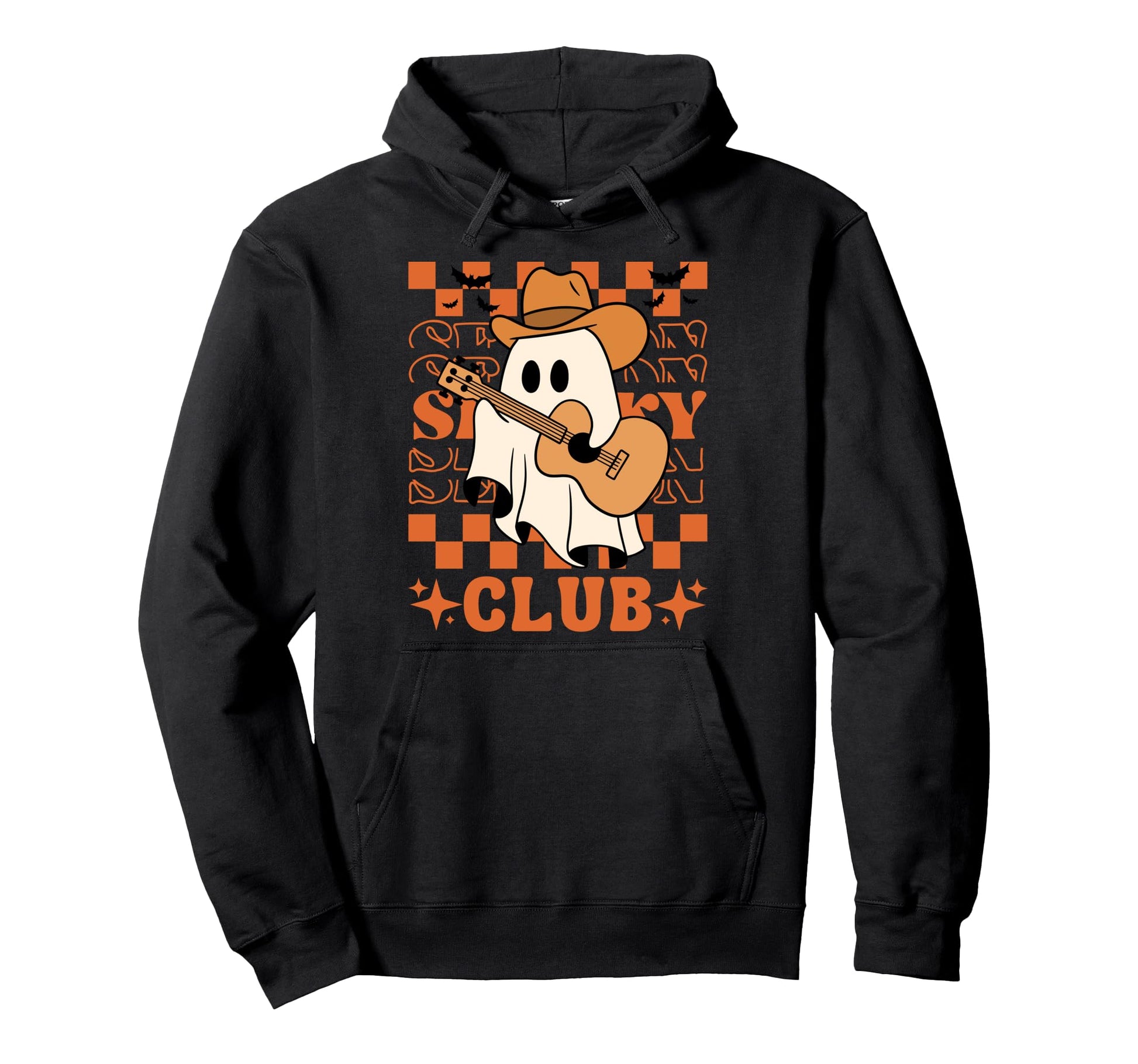 Spooky Club Cowboy Ghost Plays Guitar Hoodie - Custom Art Print Men Women - T-Shirt, Sweatshirt, Hoodie