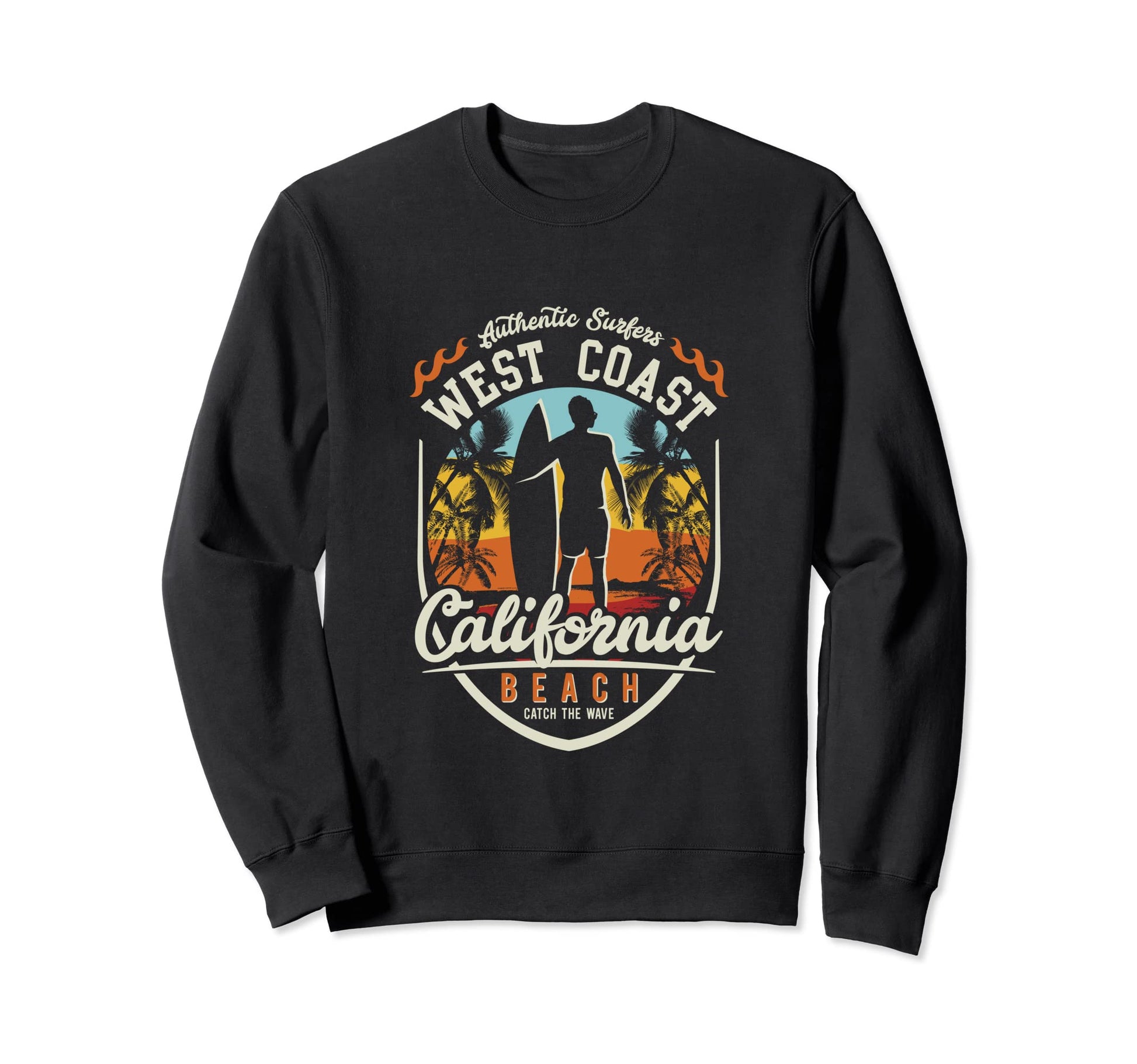 West Coast California Beach Surfer Sweatshirt - Aesthetic Graphic Unisex - T-Shirt, Sweatshirt, Hoodie