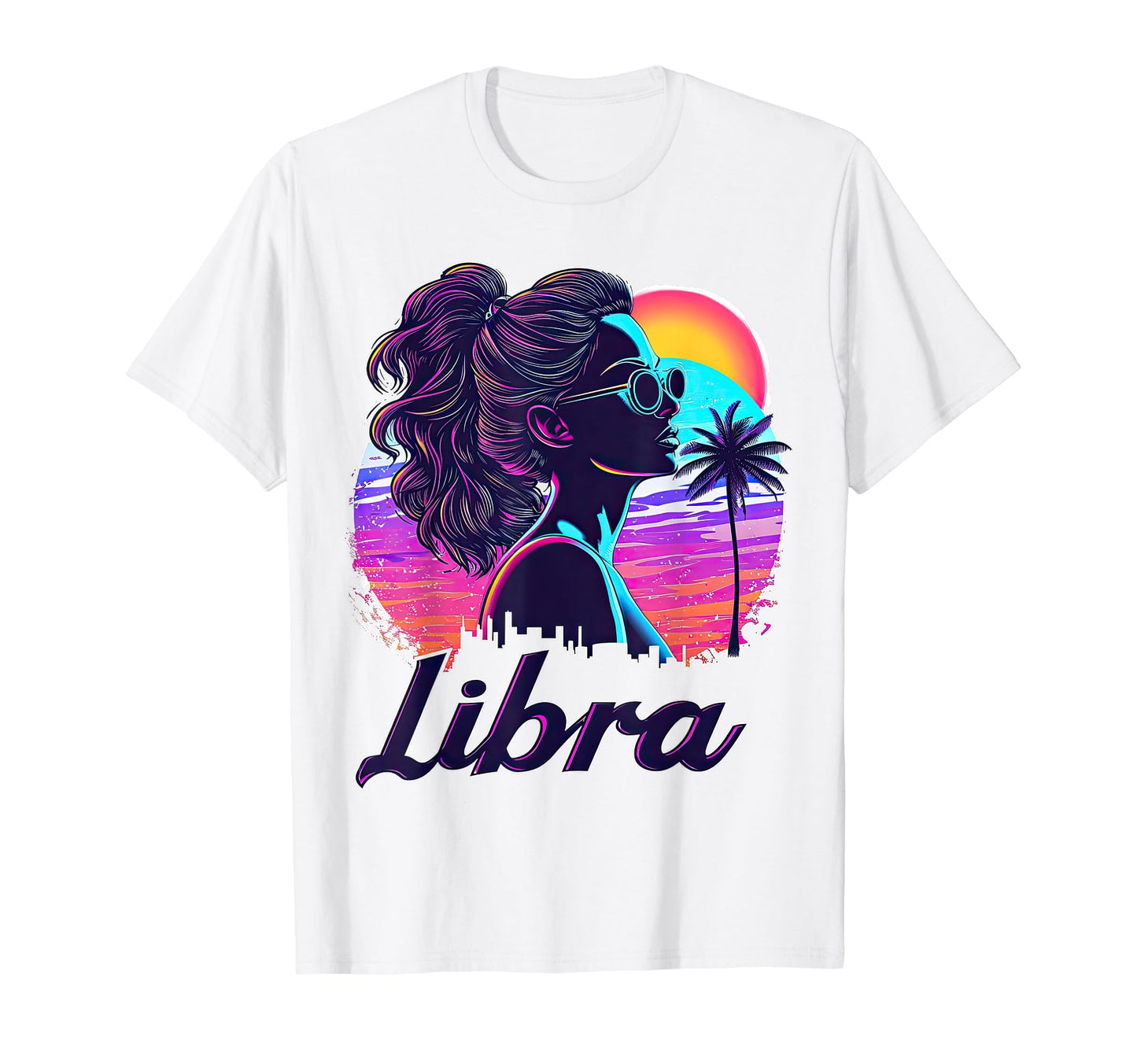 Libra Astrology Sign Beach Vaporwave T-Shirt - Novelty Apparel for Adults - T-Shirt, Sweatshirt, Hoodie