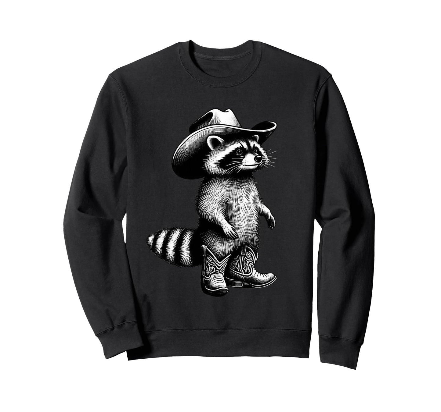 Raccoon Cowboy Western Rodeo Sweatshirt - Fun Novelty Design Men Women - T-Shirt, Sweatshirt, Hoodie