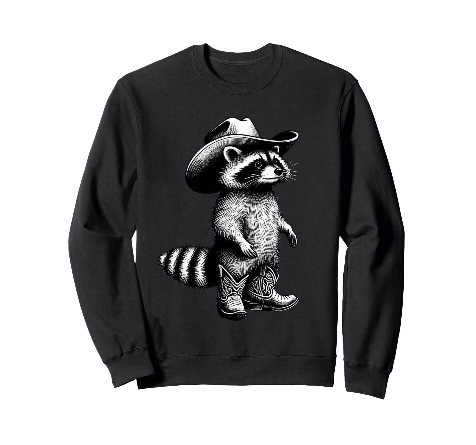 Raccoon Cowboy Western Rodeo Sweatshirt - Fun Novelty Design Men Women - T-Shirt, Sweatshirt, Hoodie