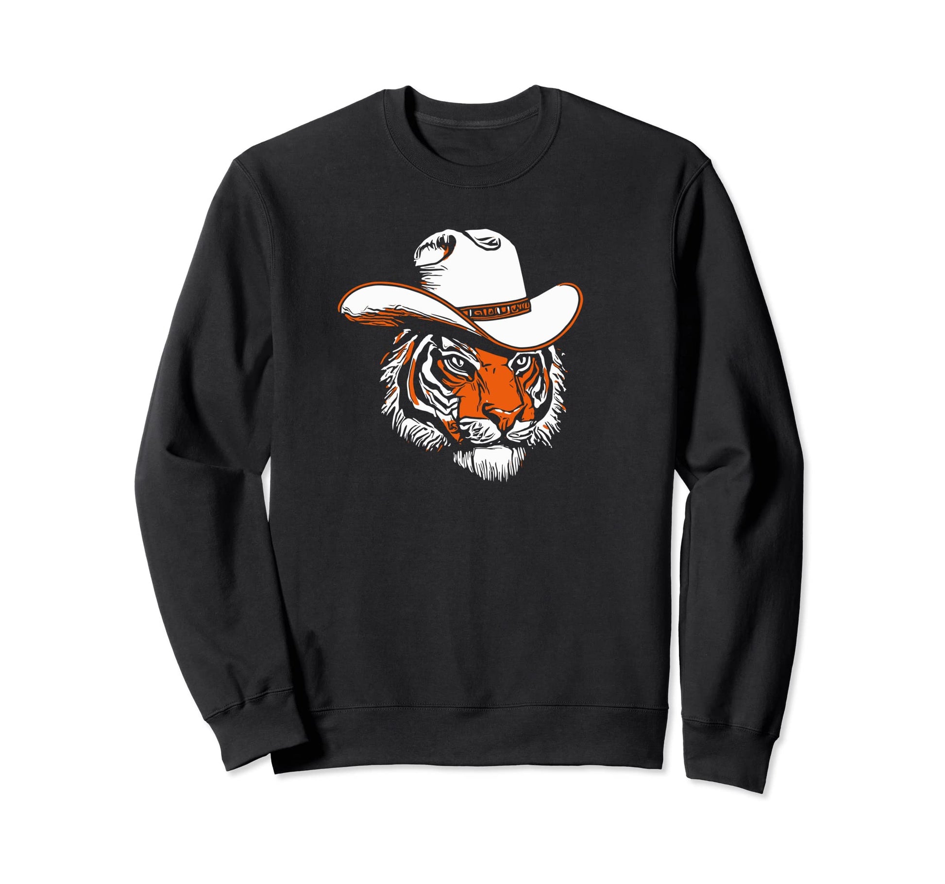 Funny Country Music Tiger Cowboy Hat Sweatshirt - Minimalist Print Unisex - T-Shirt, Sweatshirt, Hoodie