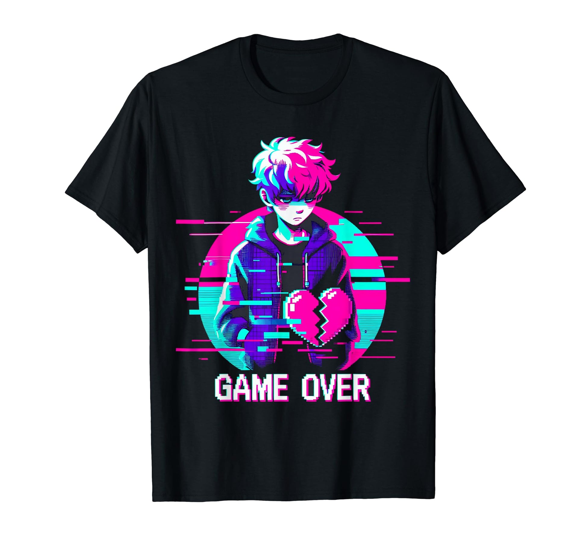 Sad Anime Gamer Japanese Vaporwave T-Shirt - Graphic Print Men Women - T-Shirt, Sweatshirt, Hoodie