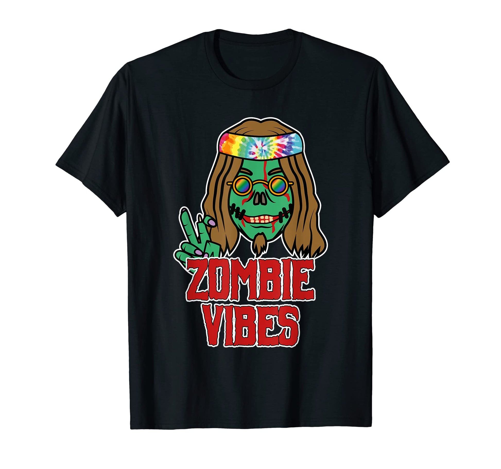 Hippe Zombie Funny Peace Love Halloween T-Shirt - Trendy Graphic Men Women - T-Shirt, Sweatshirt, Hoodie