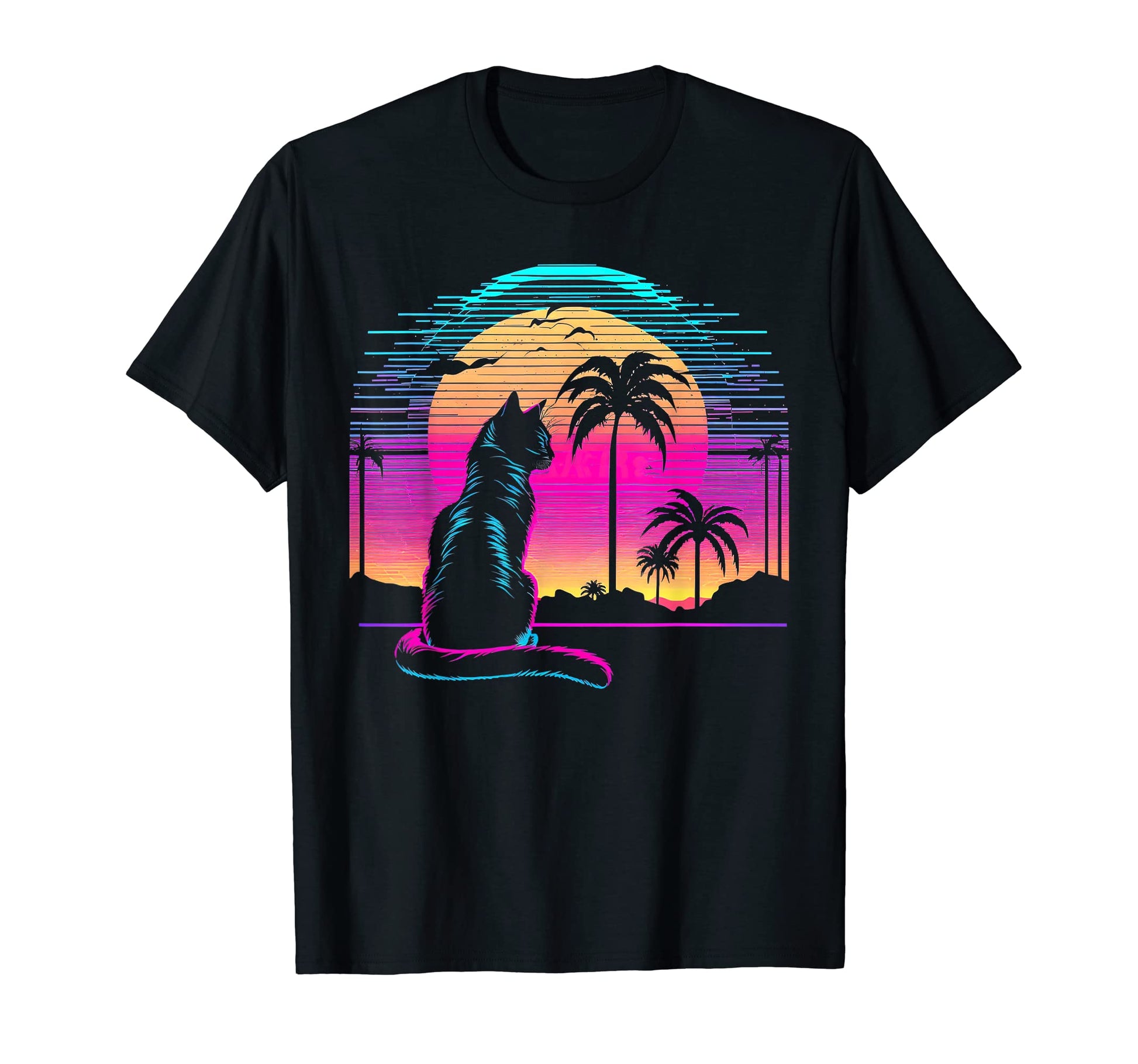 Cat Vaporwave Retrowave Aesthetic T-Shirt - Casual Everyday Wear Men Women - T-Shirt, Sweatshirt, Hoodie