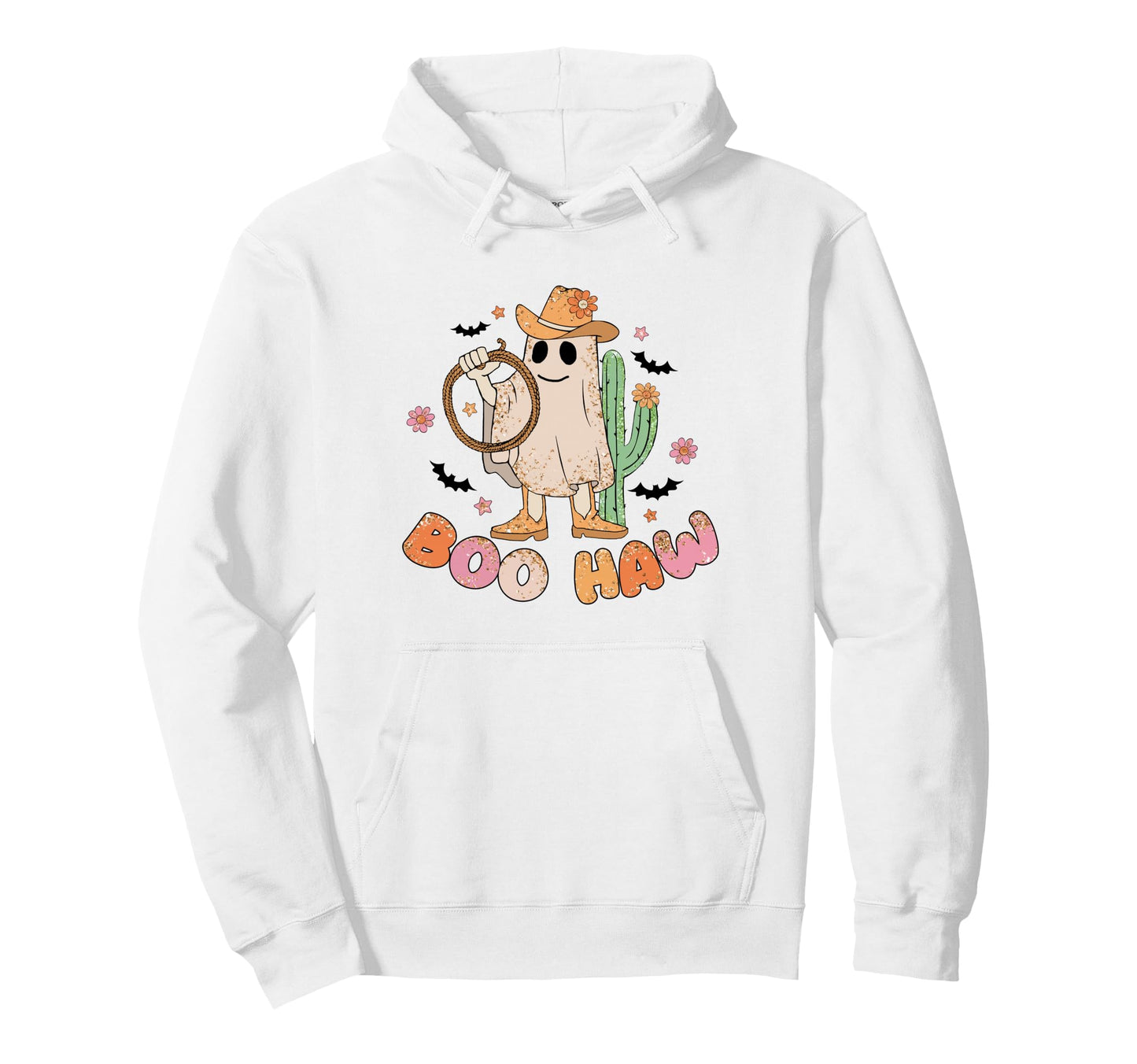 Boo Haw Cowboy Ghost Western Halloween Hoodie - Unique Graphic Unisex - T-Shirt, Sweatshirt, Hoodie