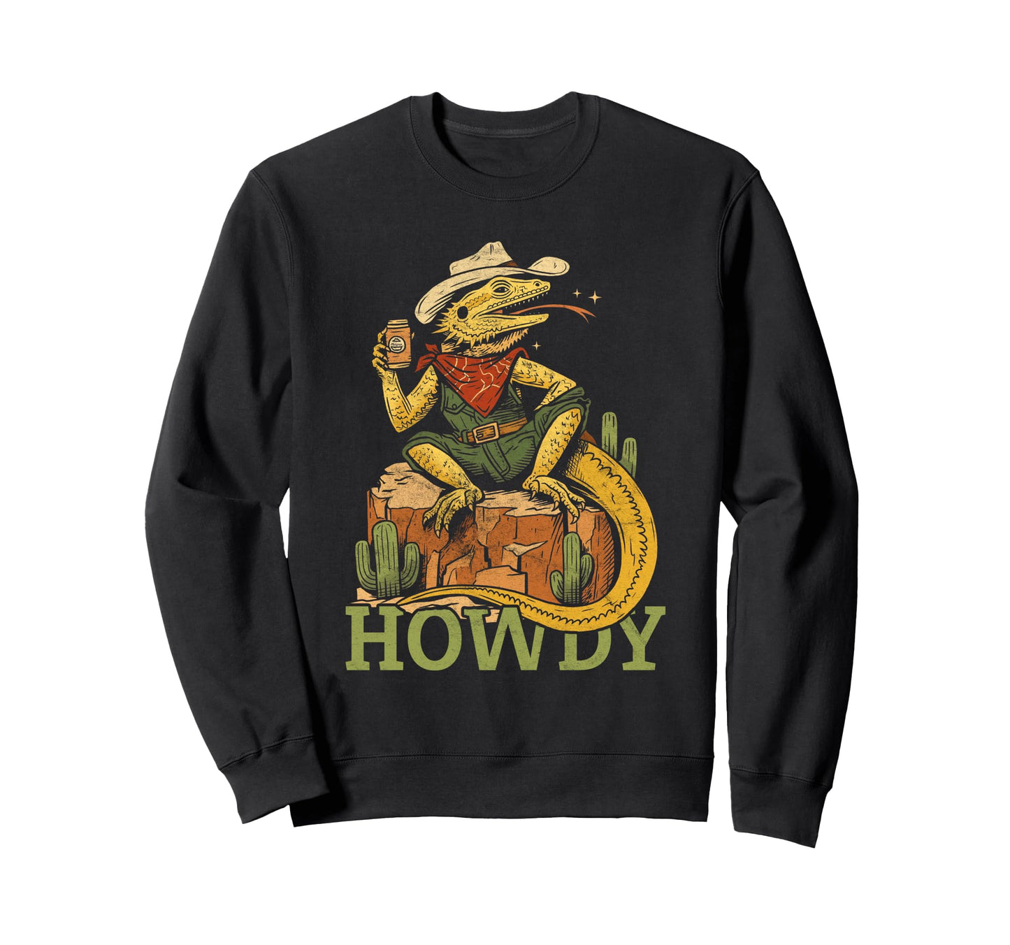 Bearded Dragon Cowboy Howdy Sweatshirt - Streetwear Style for Adults - T-Shirt, Sweatshirt, Hoodie