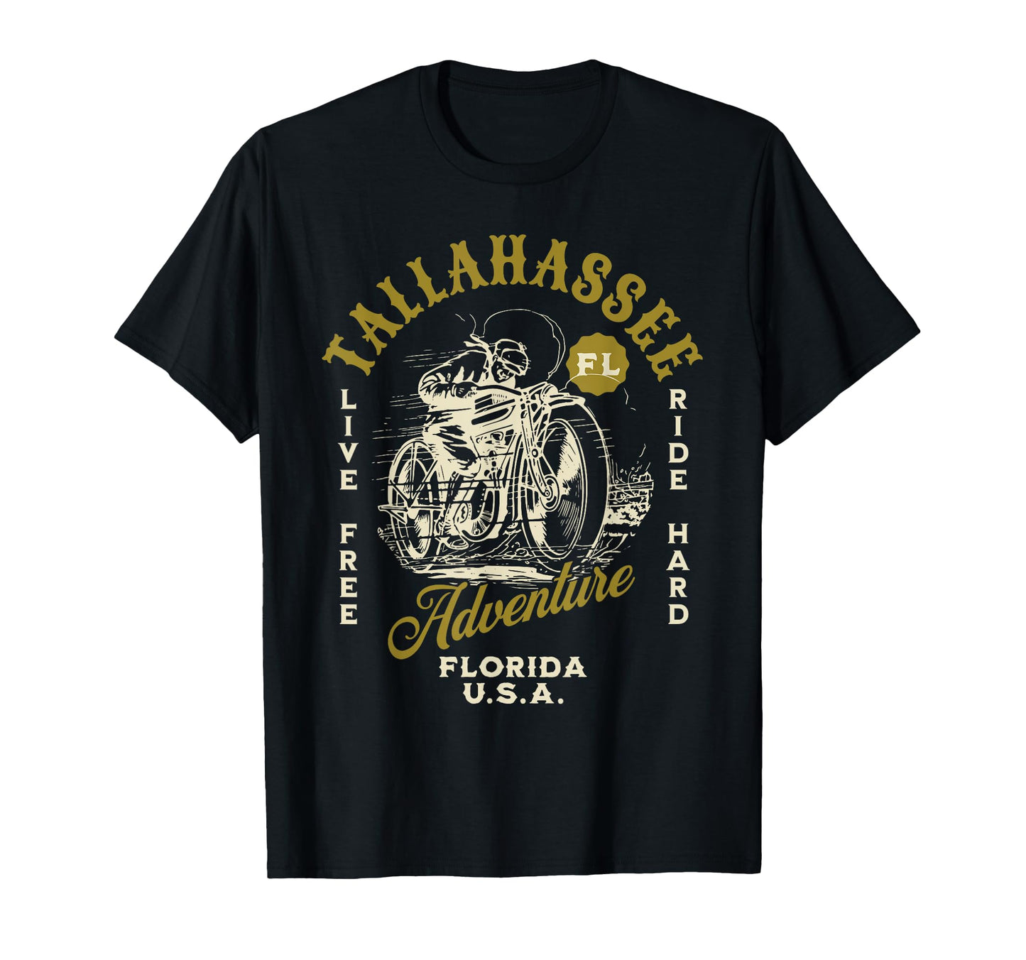 Tallahassee Florida Usa Motorcycle Ride T-Shirt - Minimalist Print Unisex - T-Shirt, Sweatshirt, Hoodie