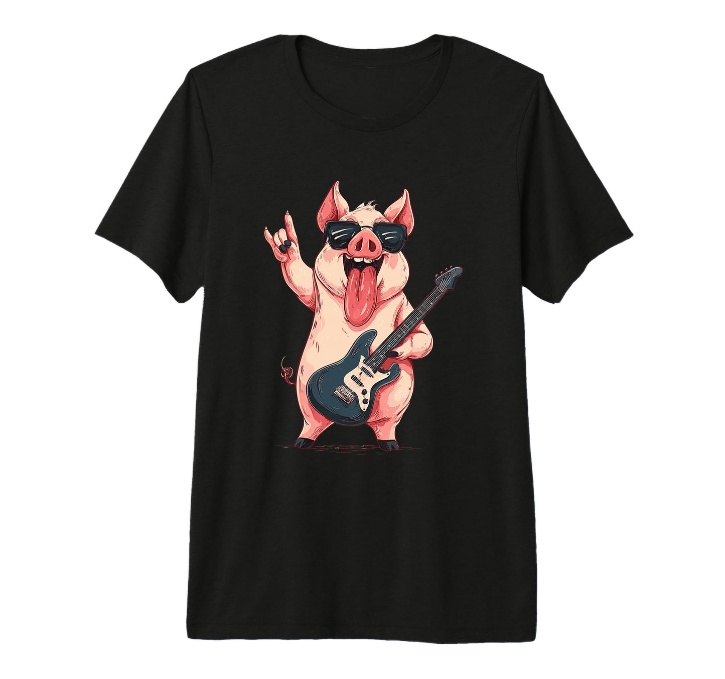 Rockstar Pig Sunglasses Electric Guitar T-Shirt - Novelty Apparel Unisex - T-Shirt, Sweatshirt, Hoodie