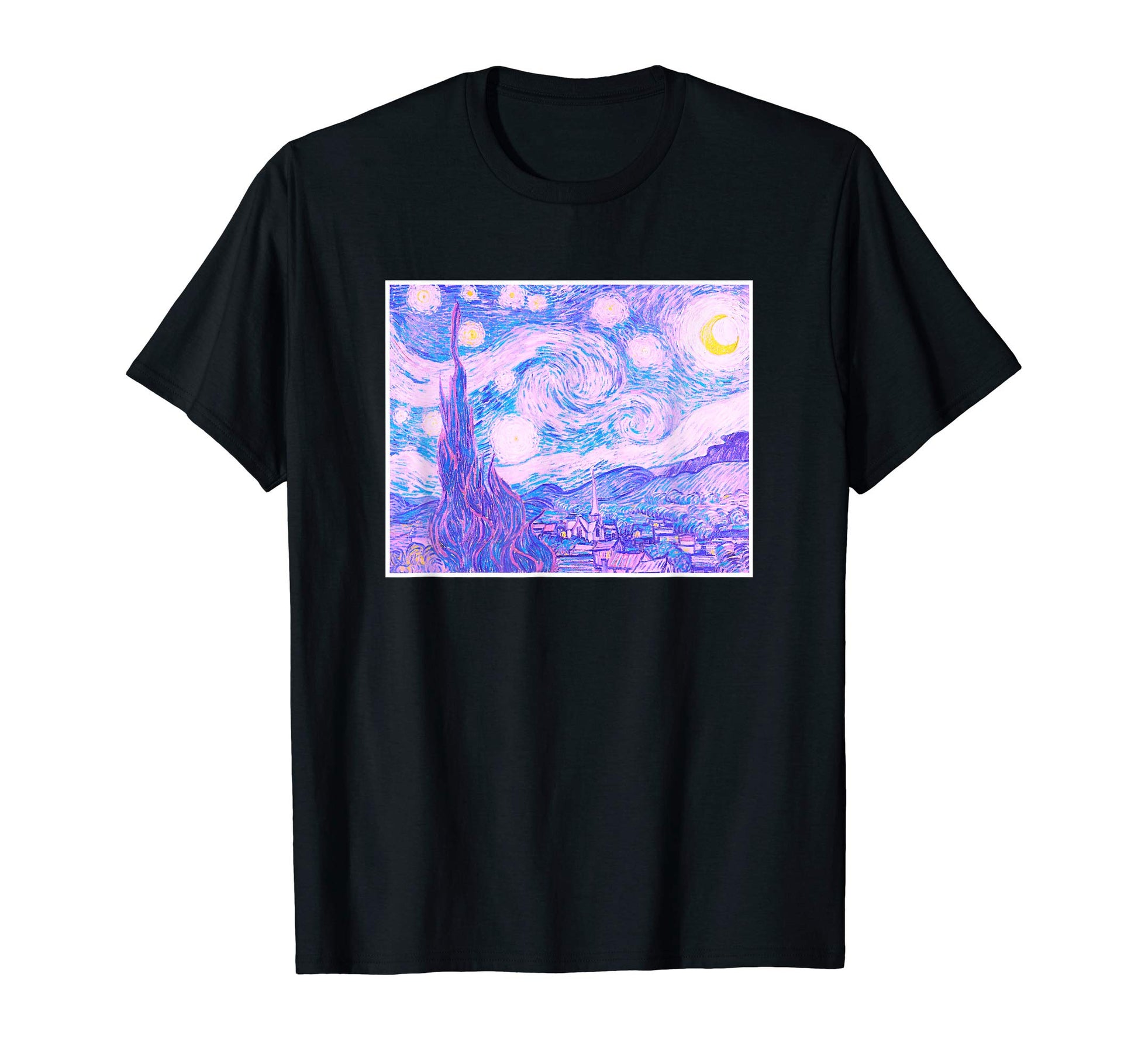 Starry Night Vincent Van Gogh Art Pastel T-Shirt - Custom Art Print Unisex - T-Shirt, Sweatshirt, Hoodie