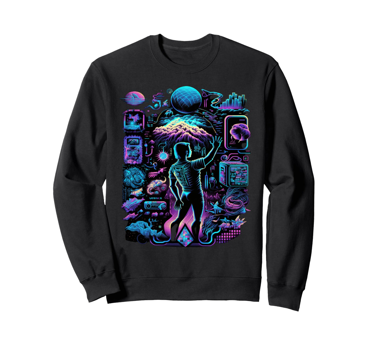Vaporwave Aesthetic Psychedelic Ai Sweatshirt - Minimalist Print Men Women - T-Shirt, Sweatshirt, Hoodie