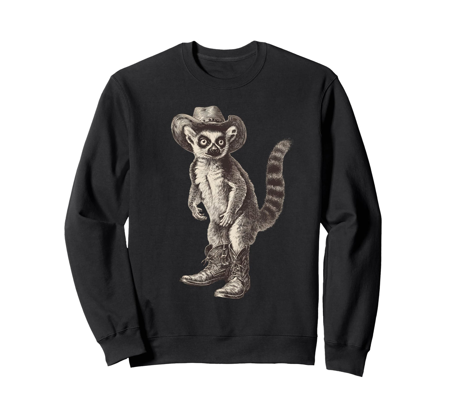 Country Cowboy Lemur Rodeo Sweatshirt - Custom Art Print for Adults - T-Shirt, Sweatshirt, Hoodie