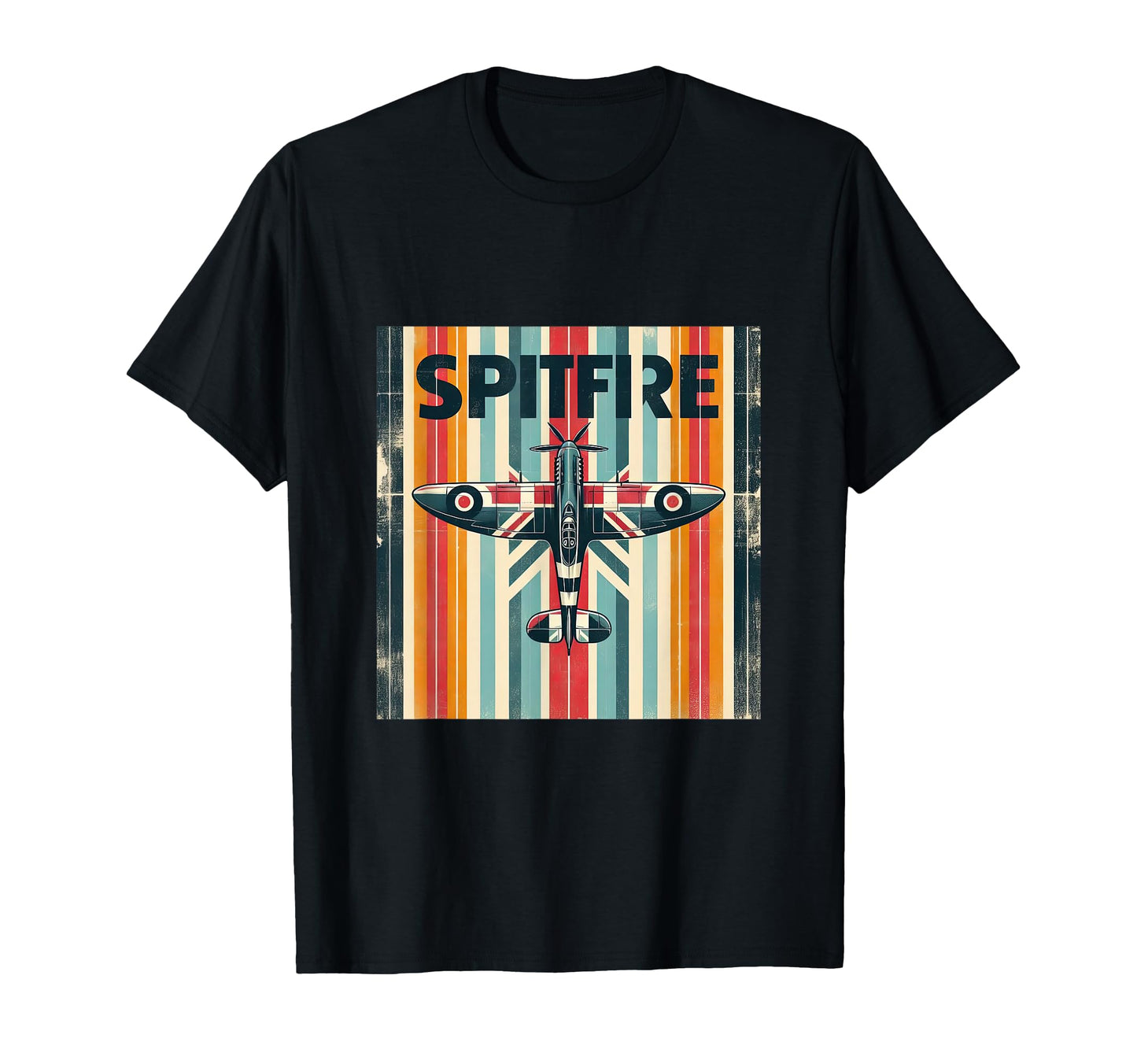 Ww2 Spitfire Raf Warplane Rainbow T-Shirt - Casual Everyday Wear Unisex - T-Shirt, Sweatshirt, Hoodie