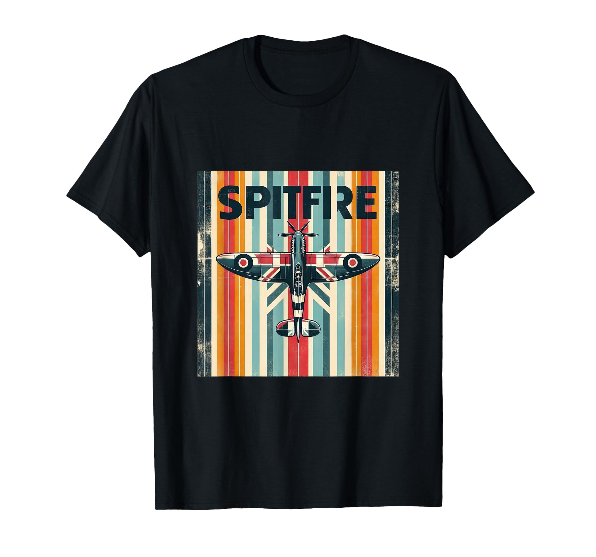 Ww2 Spitfire Raf Warplane Rainbow T-Shirt - Casual Everyday Wear Unisex - T-Shirt, Sweatshirt, Hoodie