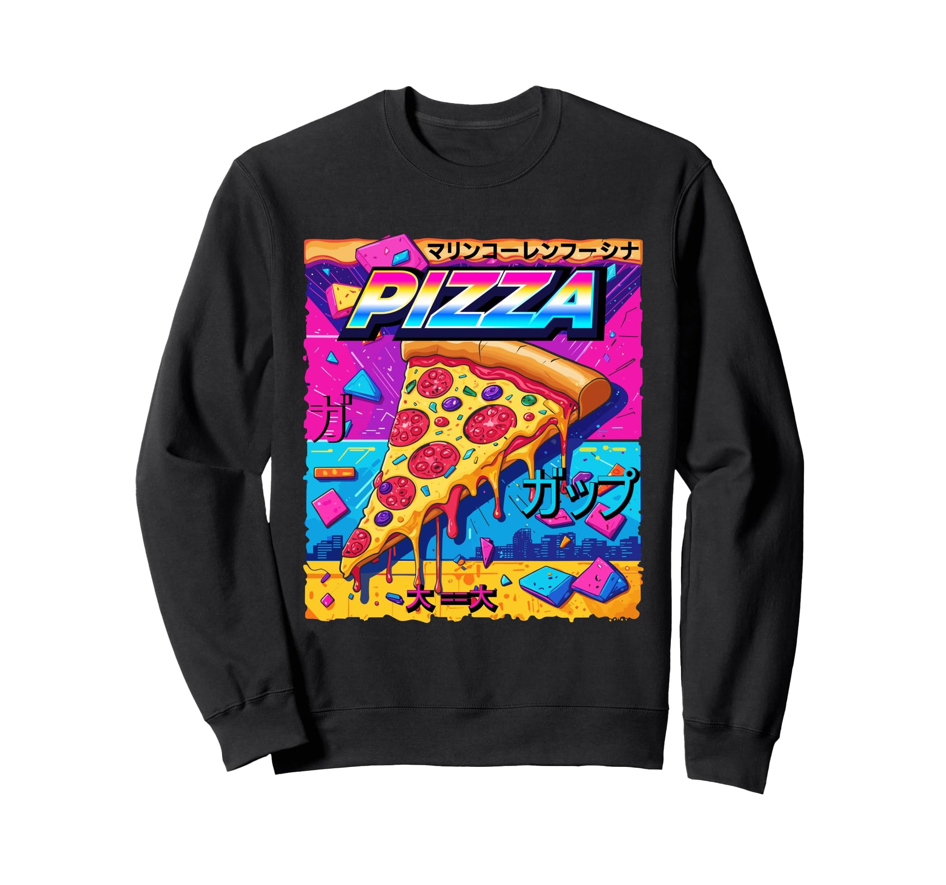 Pizza Lover Japanese Vaporwave Sweatshirt - Unique Graphic for Adults - T-Shirt, Sweatshirt, Hoodie