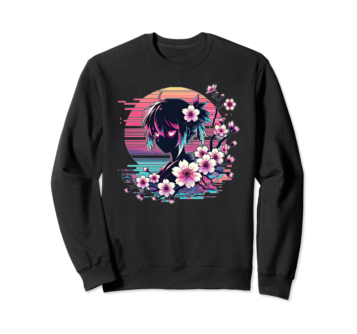 Sakura Synthwave Japanese Sweatshirt - Streetwear Style for Adults - T-Shirt, Sweatshirt, Hoodie