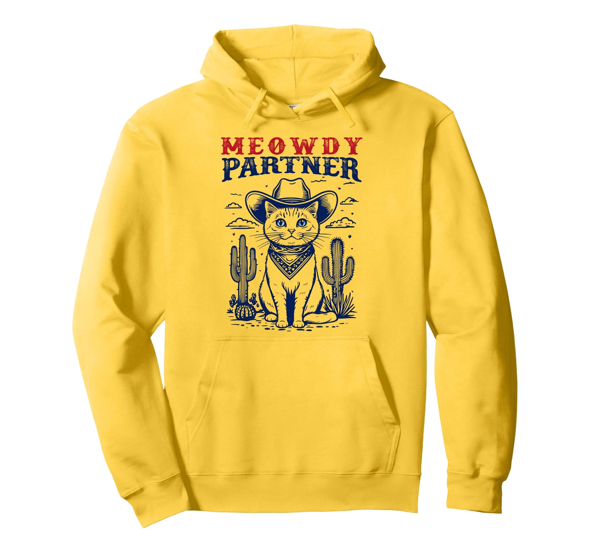 Meowdy Partner Cat Cowboy Meowdy Cat Hoodie - Trendy Graphic for Adults - T-Shirt, Sweatshirt, Hoodie
