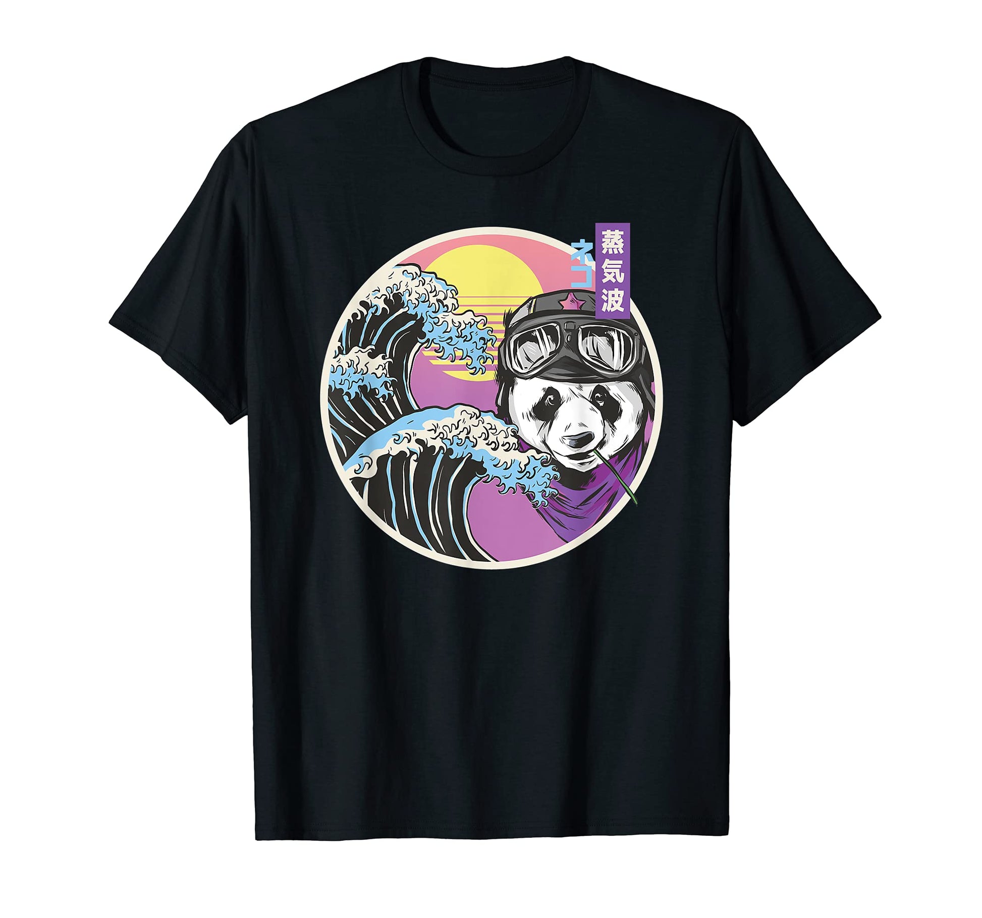 Great Wave Japanese Vaporwave Panda 90S T-Shirt - Minimalist Print Unisex - T-Shirt, Sweatshirt, Hoodie