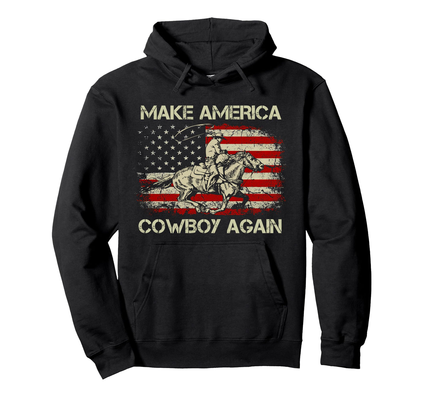 Western Rodeo Usa Flag Makes America Hoodie - Aesthetic Graphic Unisex - T-Shirt, Sweatshirt, Hoodie