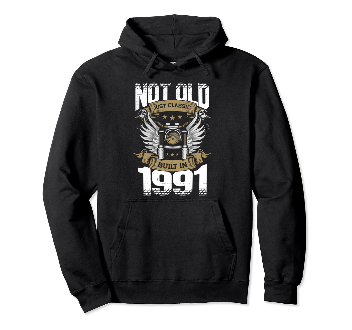 Motorcycle Biker Birthday Built 1991 Hoodie - Minimalist Print for Adults - T-Shirt, Sweatshirt, Hoodie