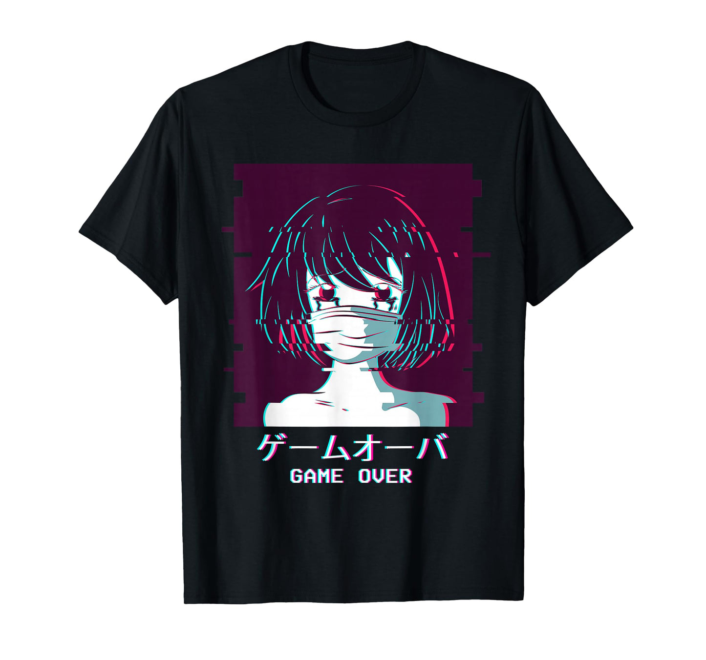Game Over Anime Sad Vaporwave Aesthetic T-Shirt - Minimalist Print Unisex - T-Shirt, Sweatshirt, Hoodie