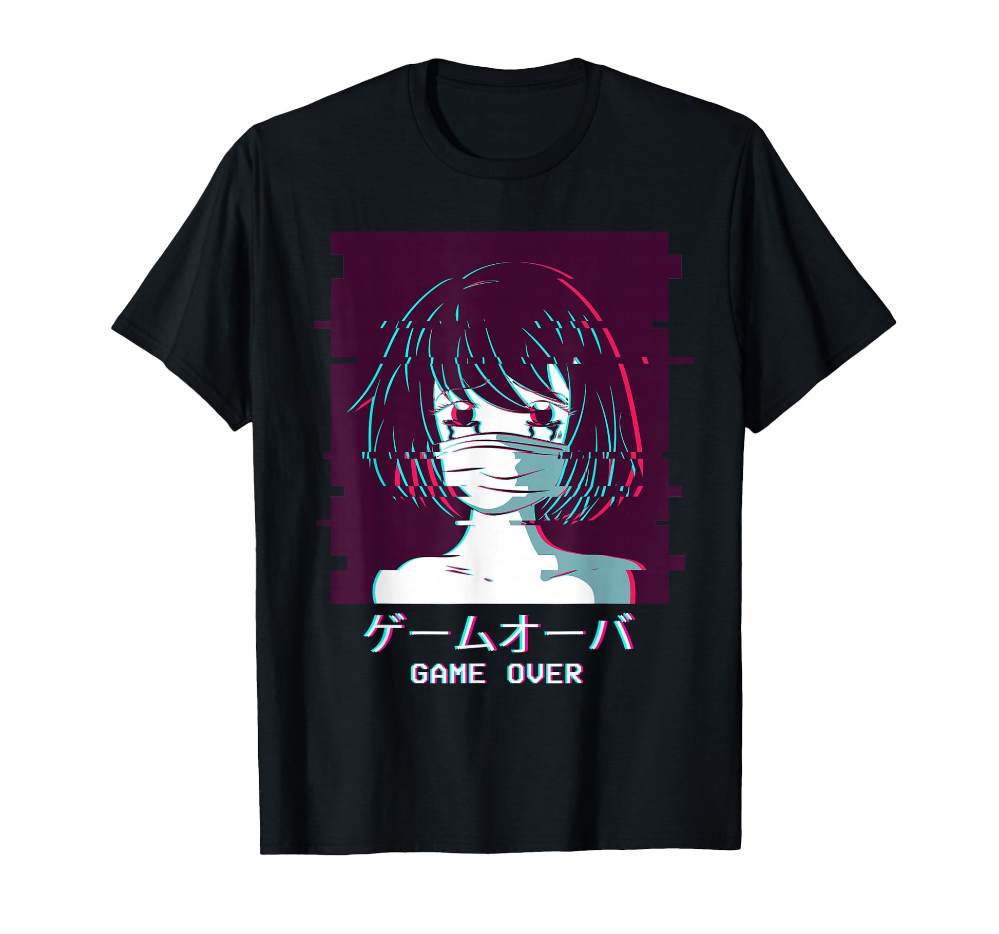 Game Over Anime Sad Vaporwave Aesthetic T-Shirt - Minimalist Print Unisex - T-Shirt, Sweatshirt, Hoodie