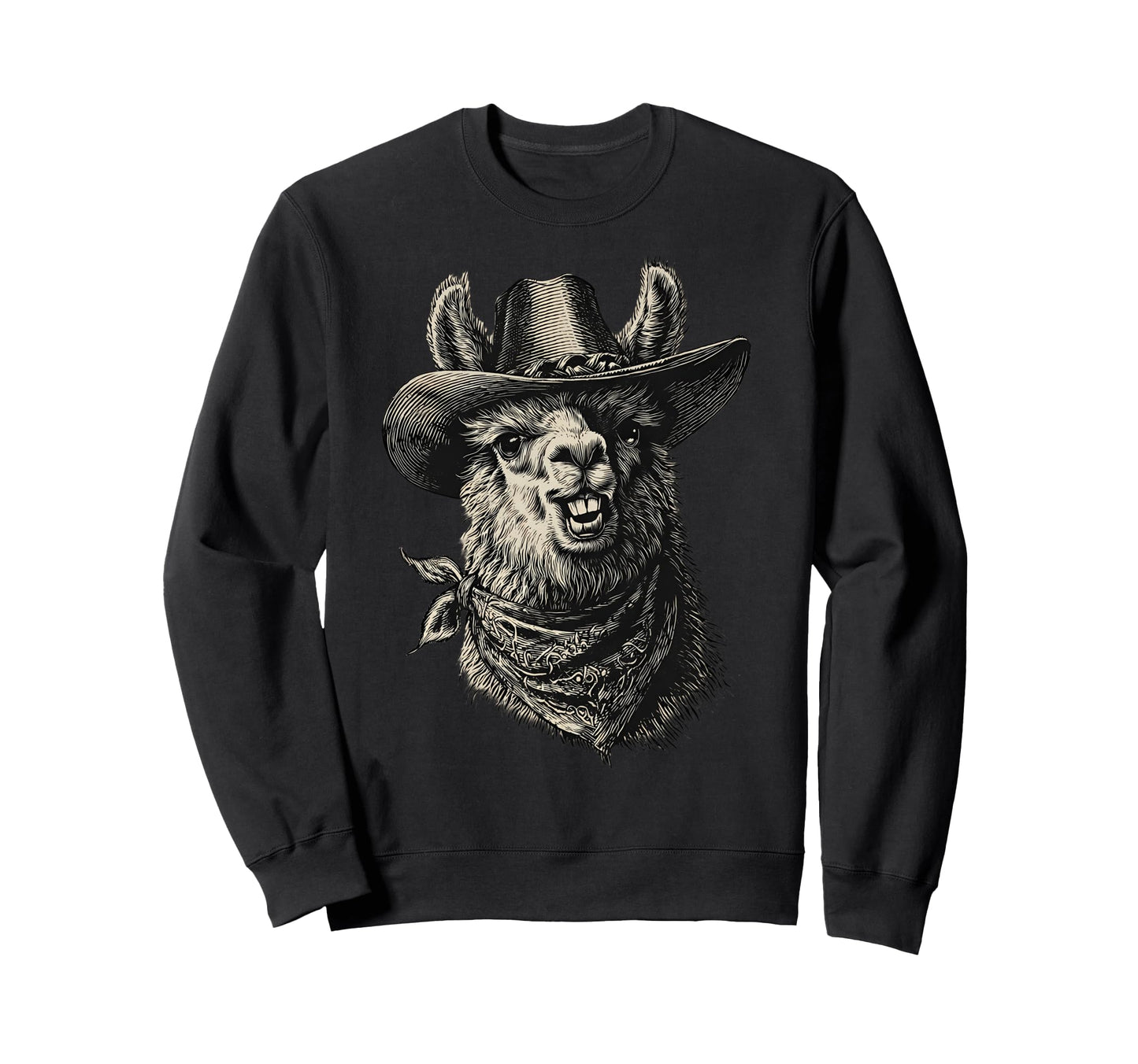 Country Cowboy Llama Rodeo Sweatshirt - Custom Art Print for Adults - T-Shirt, Sweatshirt, Hoodie