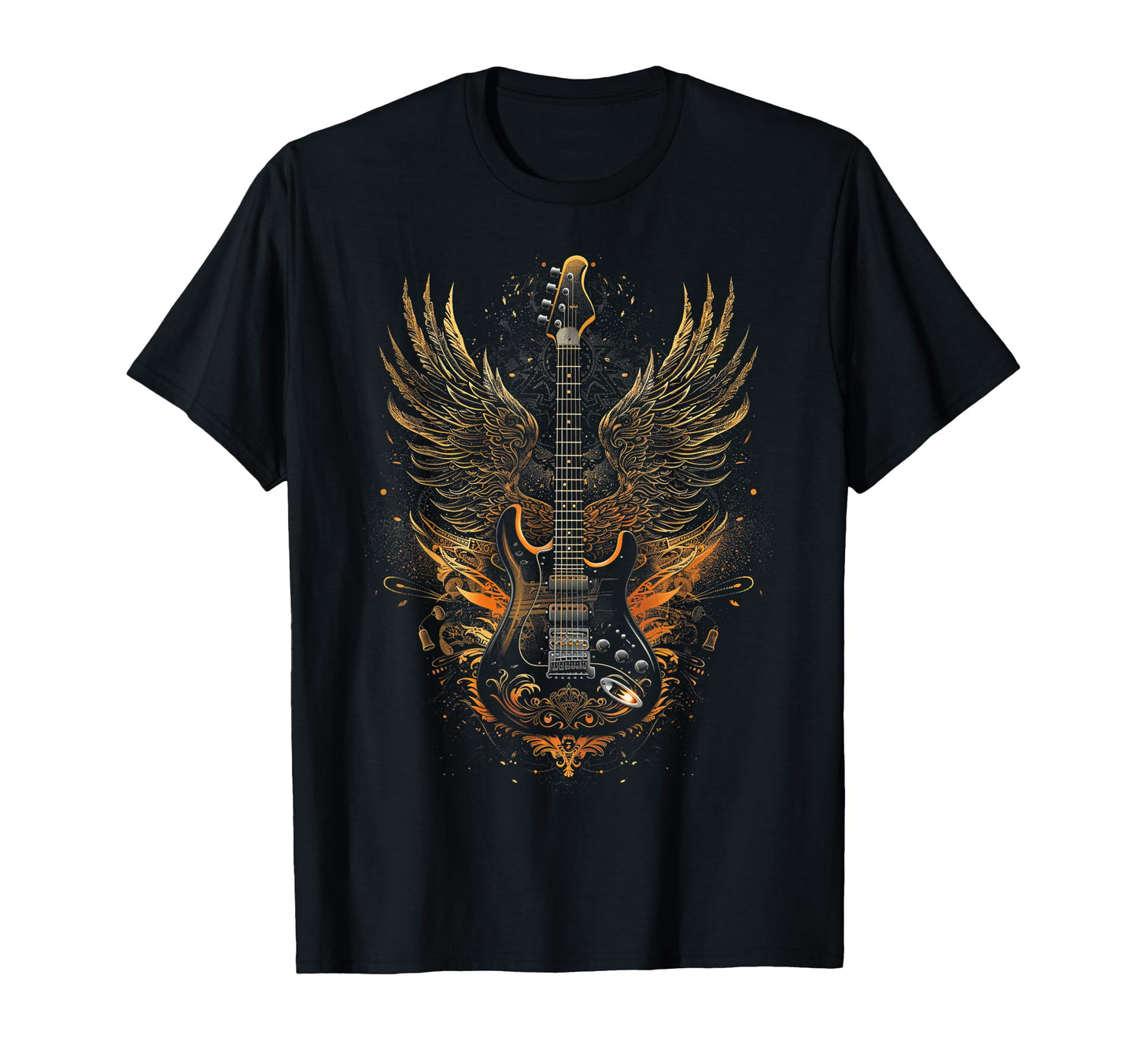 Electric Guitar Wings Baroque Rock Art T-Shirt - Unique Graphic Men Women - T-Shirt, Sweatshirt, Hoodie