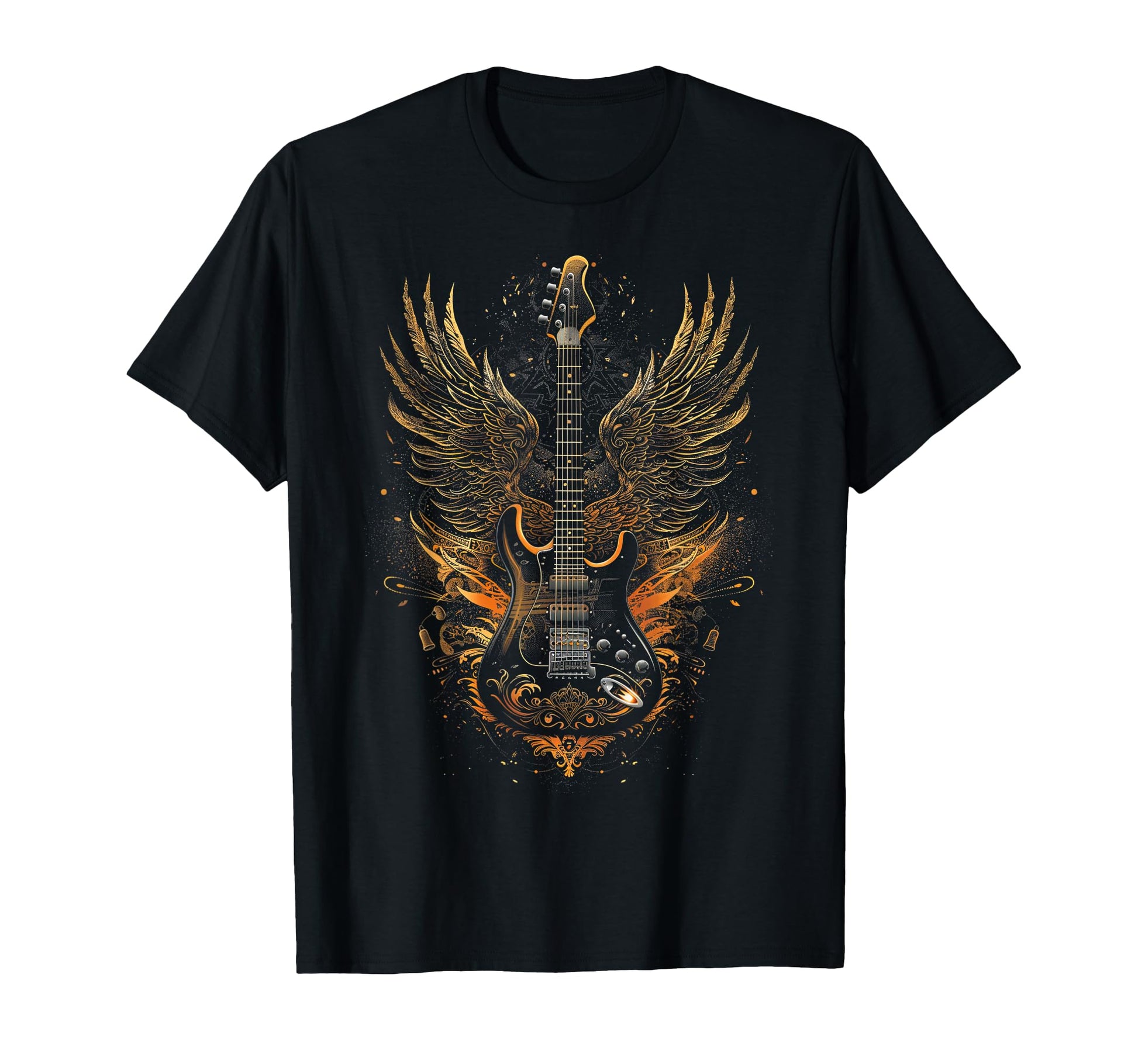 Electric Guitar Wings Baroque Rock Art T-Shirt - Unique Graphic Men Women - T-Shirt, Sweatshirt, Hoodie