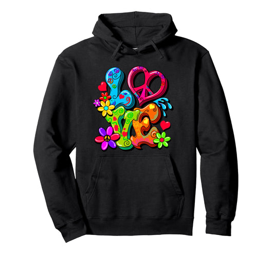 60S 70S Flower Power Hippy Groovy Love Hoodie - Trendy Graphic for Adults - T-Shirt, Sweatshirt, Hoodie